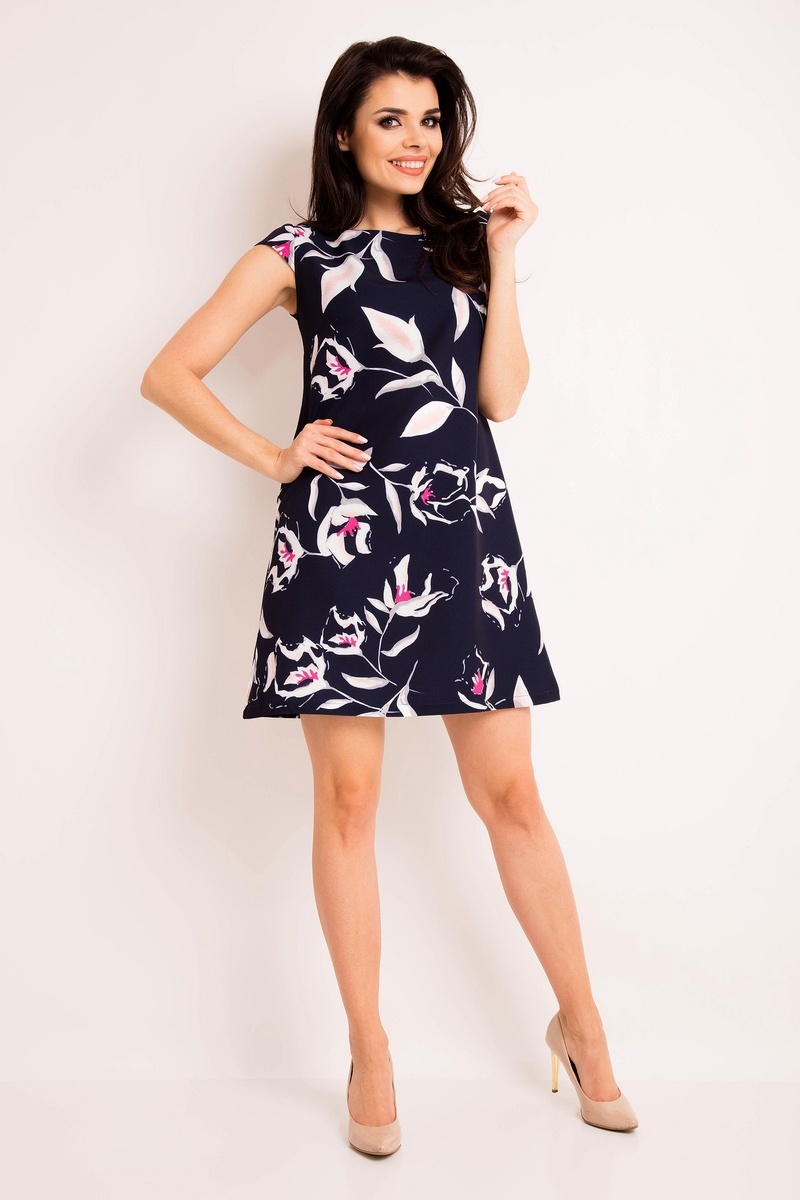 Dámske áčkové šaty s potlačou kvetov A164