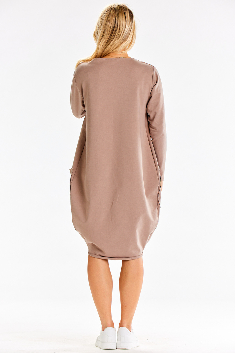 Dámske široké teplákové šaty s vreckami a dlhými rukávmi M329